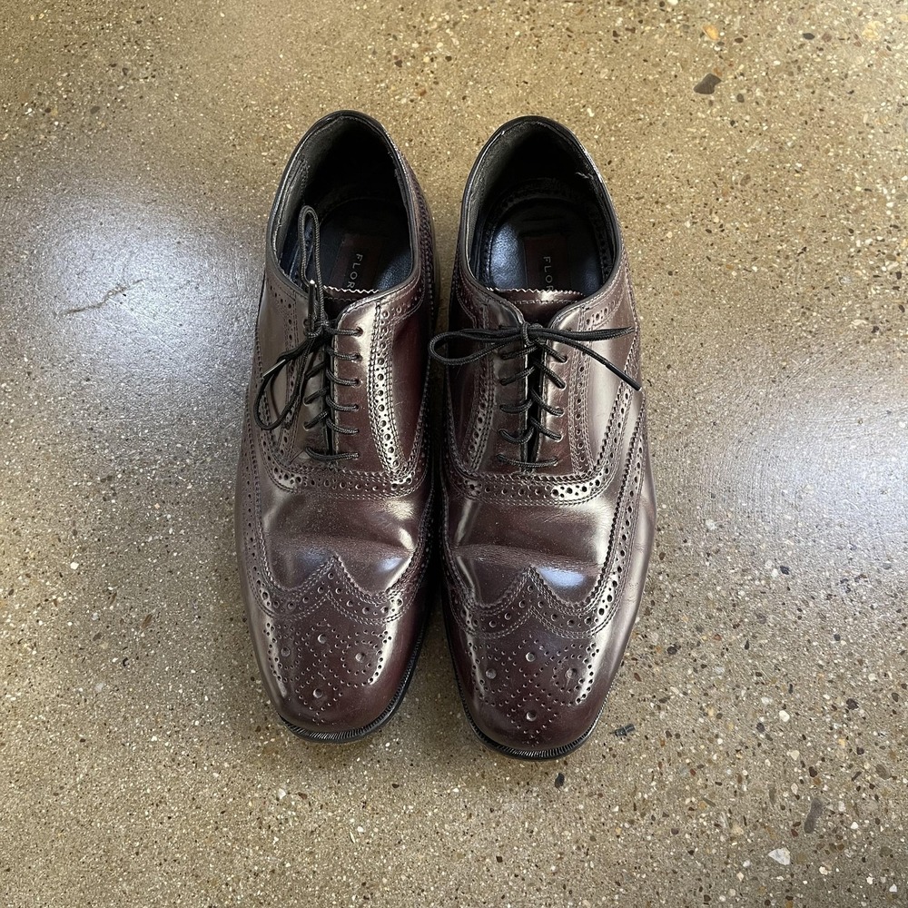 Florsheim Shoes Mens Size 8.5D Brown Leather Wingtip Brogue Dress Oxfords